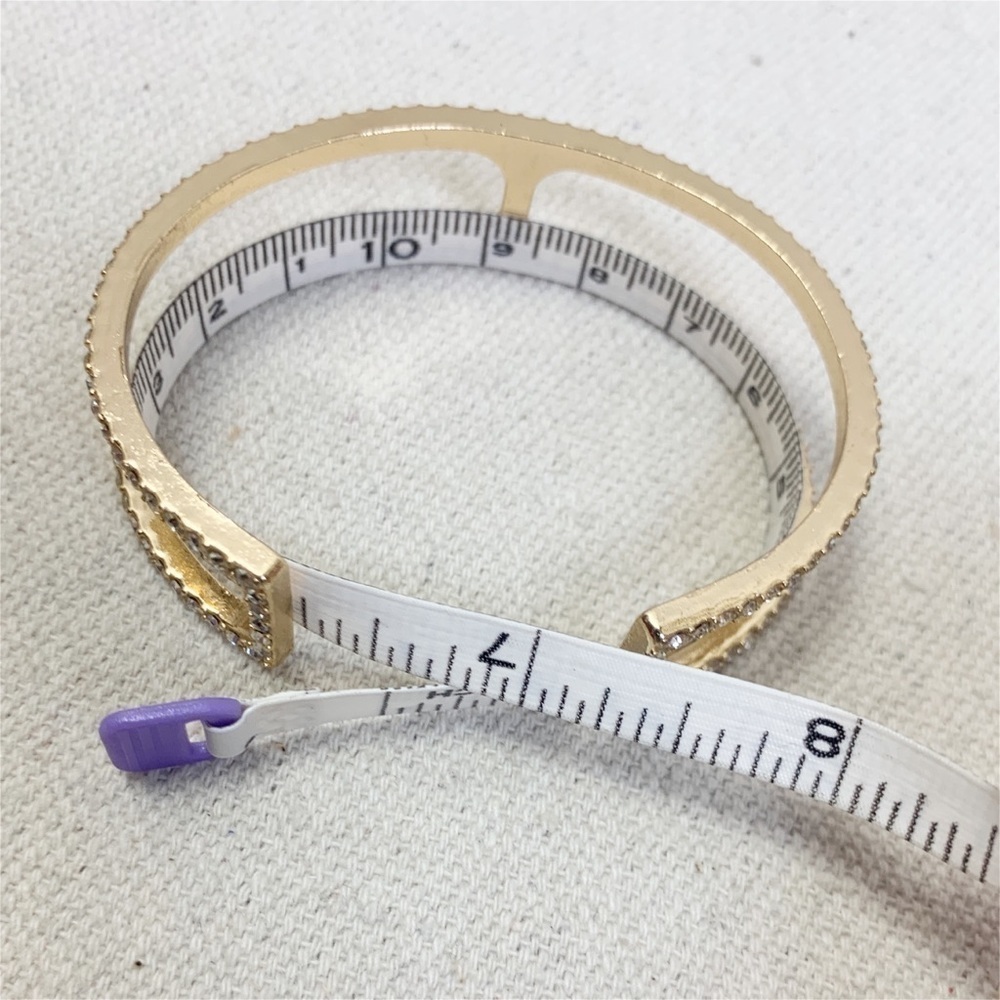 Gold Rhinestone H Cuff Bracelet - Picture 4 of 5